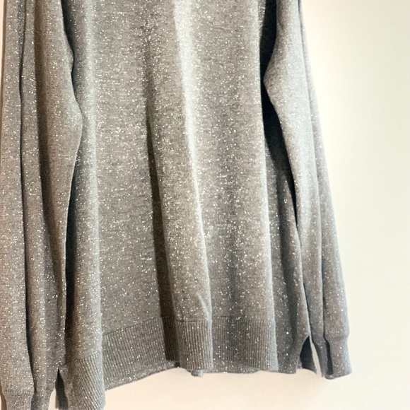 Vince Camuto Silver Sparkly Metallic Cold Shoulder Sweater - Picture 5 of 6